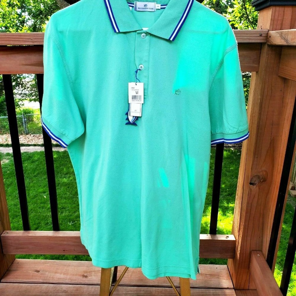 Southern Tide Men's Tipped Collar Mint Green polo